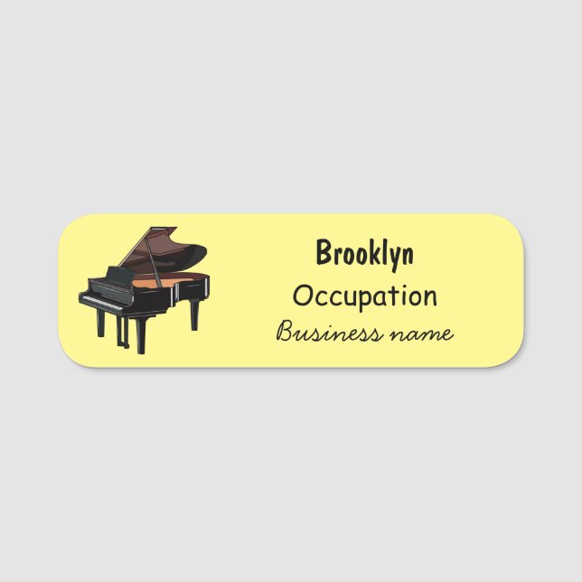 Piano-tecknad illustration namnbricka (Framsida)