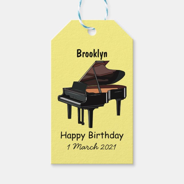 Piano-tecknad illustration presentetikett (Framsidan)