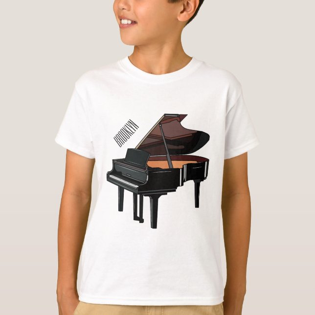 Piano-tecknad illustration t shirt (Framsida)