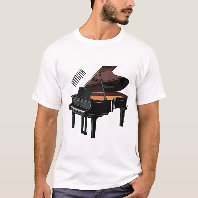 Piano-tecknad illustration t shirt (Framsida)