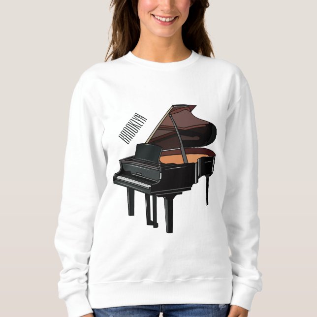 Piano-tecknad illustration t shirt (Framsida)