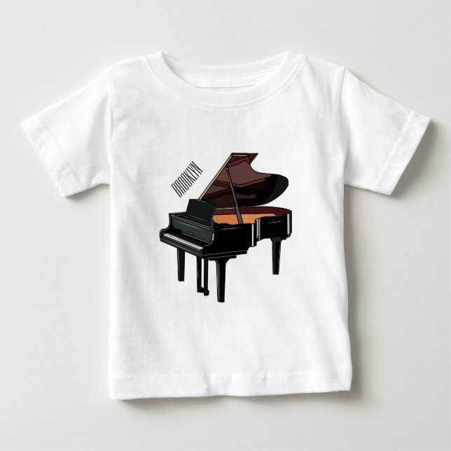 Piano-tecknad illustration t shirt (Framsida)