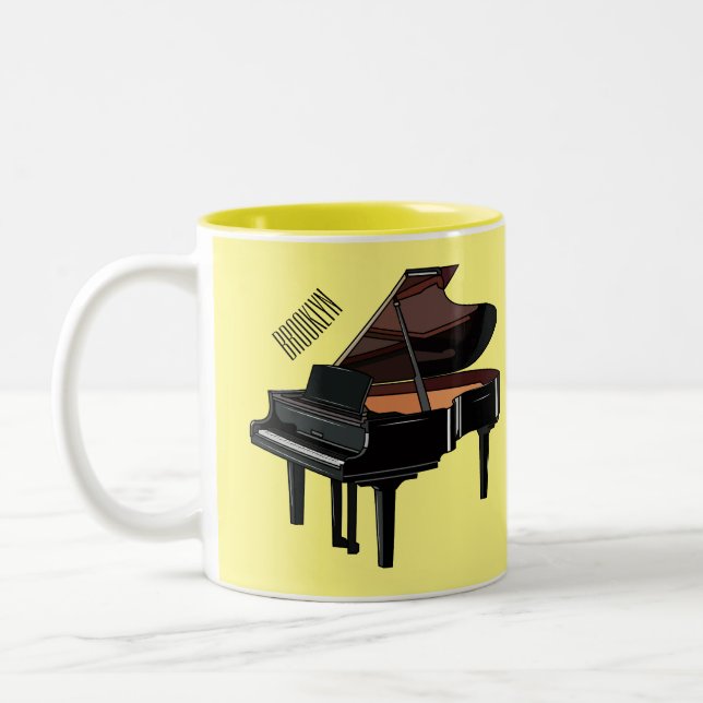 Piano-tecknad illustration Två-Tonad mugg (Vänster)
