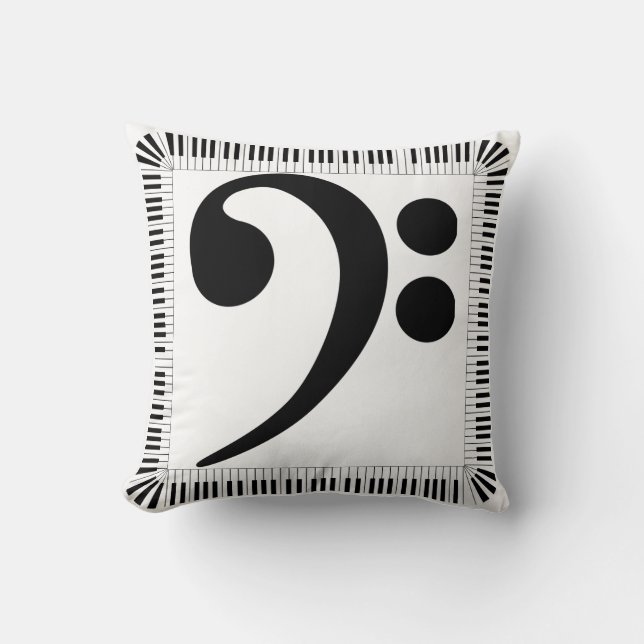 Piano Treble Bass Clef Dekorativ kudde 16 tum x 16 (Framsida)