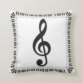 Piano Treble Bass Clef Dekorativ kudde 16 tum x 16