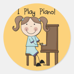 Piano - Tshirts och presenter av honkön Runt Klistermärke