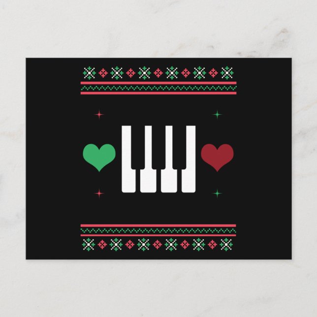 Piano Ugly jul Sweater Pianist Julafton Vykort (Framsida)