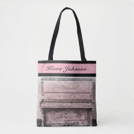 Piano Vintage Antique Music Tote Namn Monogram Tygkasse