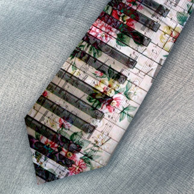 Piano vintage blommigt Music halsband Slips (Skapare uppladdad)