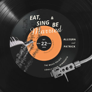 Piano Vinyl Music Partitions Thmet Black Bröllop Inbjudningar