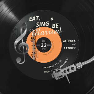 Piano Vinyl Music ThLED Treble Clef Black Bröllop Inbjudningar