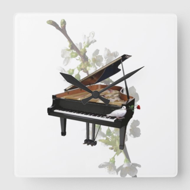 Piano Wall Clock Fyrkantig Klocka (Framsida)