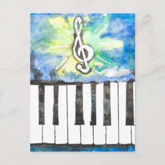 Piano Watercolor Vykort