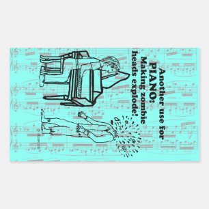 Piano Zombie Explode Rectangular Sticker Rektangulärt Klistermärke