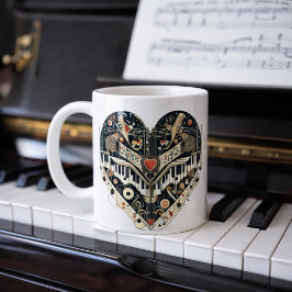 Pianohjärta Musik Älskare Present Kaffemugg
