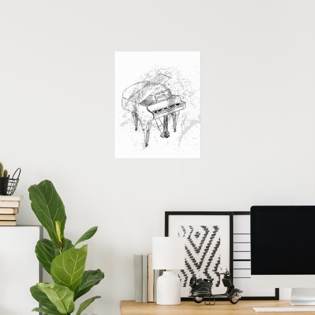 Pianoillustration Konst Ritning Musikälskare Poster (Hemmakontoret)