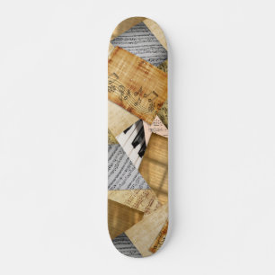 Pianoknappar Vintage Notblad Musiknoter Mini Skateboard Bräda 18,5 Cm