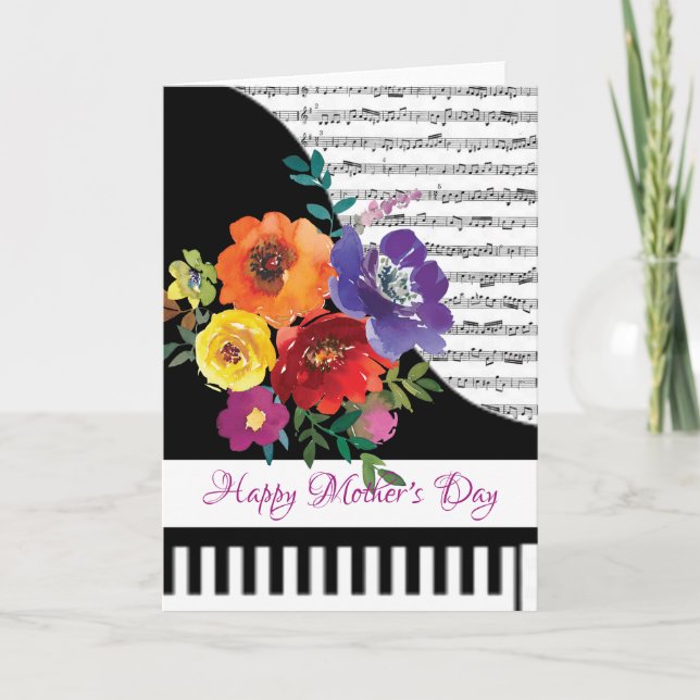 Pianokort med blommönster kort (Framsida)