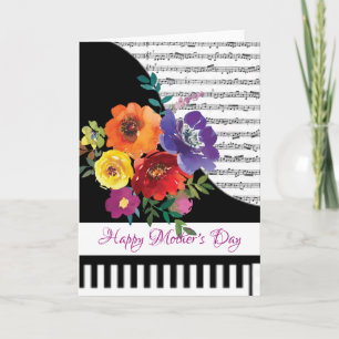 Pianokort med blommönster kort