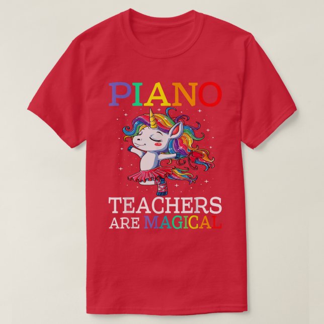 Pianolärare är magiska Unicorn Back to school T Shirt (Design framsida)