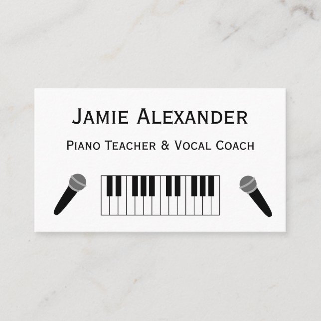 Pianolärare och sångcoach Minimalist Visitkort (Framsida)