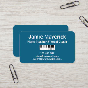 Pianolärare och sångcoach Minimalistisk Blå Visitkort