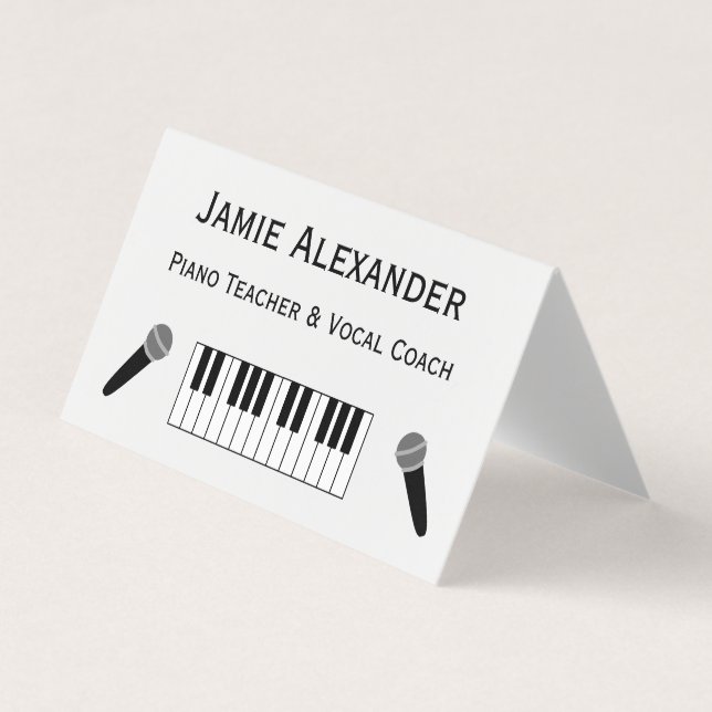 Pianolärare och sångcoach Minimalistisk vikbar Visitkort (Framsida)