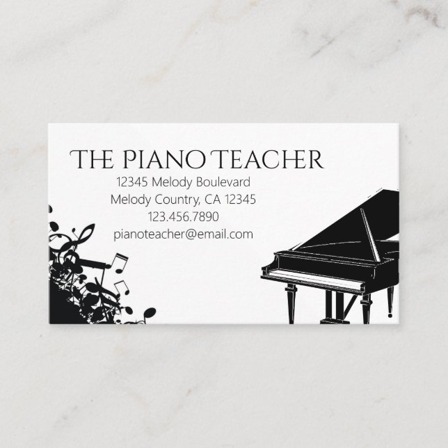 Pianolärare Pianist Musiker Visitkort (Framsida)