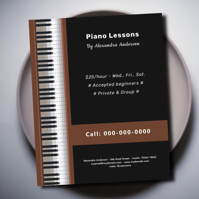 Pianolektioner Flygblad (Piano Lessons Flyer)