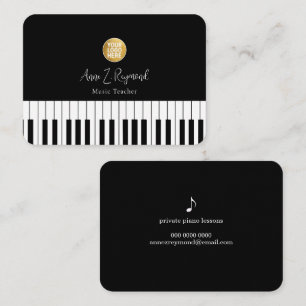 Pianolektioner Musiklärare elegant svart Visitkort