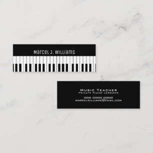 Pianolektioner Musiklärare Svart Mini Visitkort