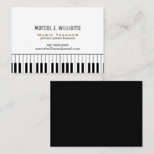 Pianolektioner Musiklärare svart/vit Visitkort