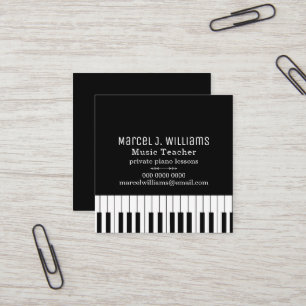 Pianolektioner Musiklärare svartvit Fyrkantigt Visitkort
