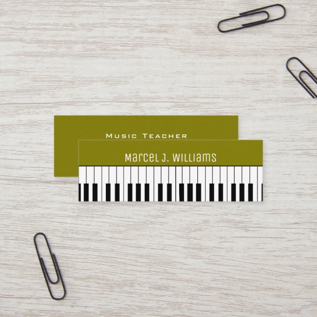 Pianolektioner Oliv Musiklärare  Mini Visitkort (Fram/Back In Situ)