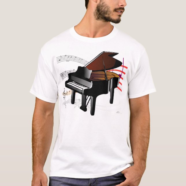 Pianomusik Tee Shirt (Framsida)