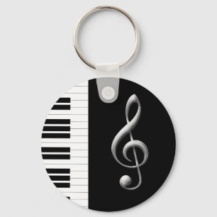 Pianonyckel och Gclef Keychain Nyckelring