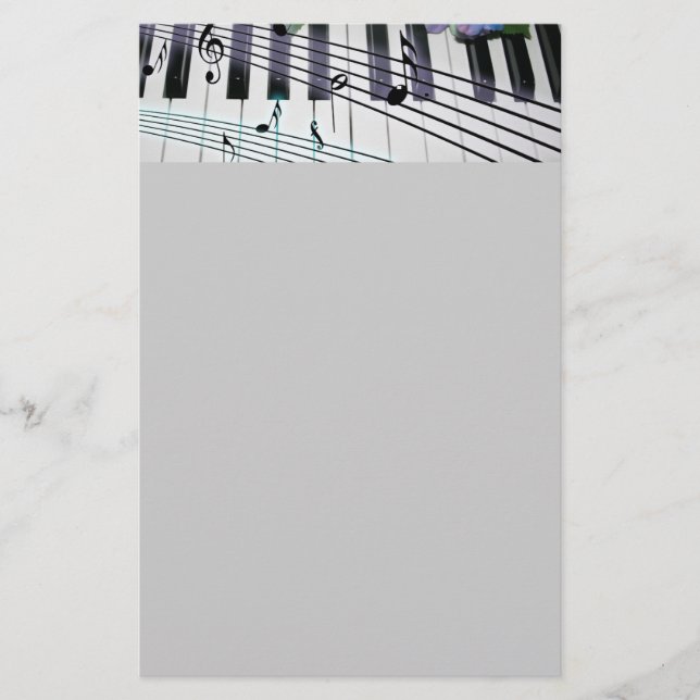 Pianonycklar och blommor brevpapper (Framsida)