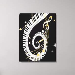 Pianonycklar och guld- musik noter canvastryck