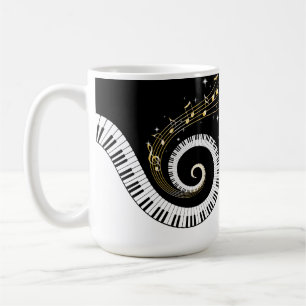 Pianonycklar och guld- musik noter kaffemugg