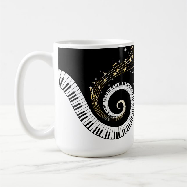 Pianonycklar och guld- musik noter kaffemugg (Vänster)