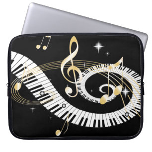 Pianonycklar och guld- musik noter laptop sleeve