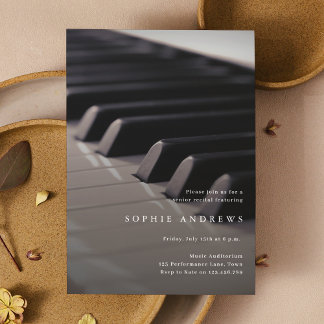 Pianorecital Klassisk Minimal Inbjudningar