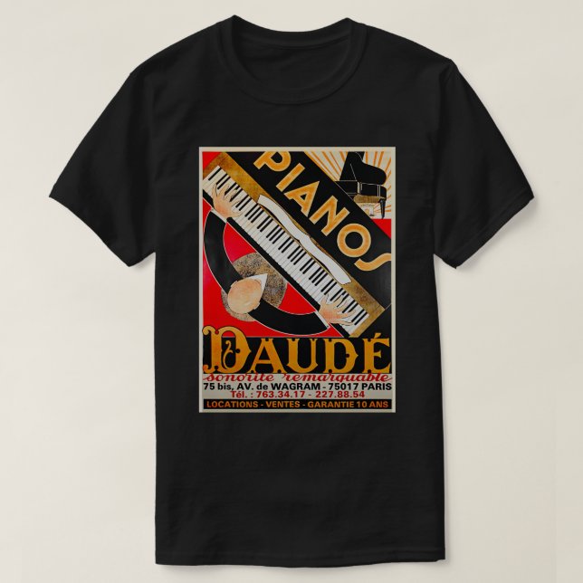 Pianos Daude Art Deco  T Shirt (Design framsida)