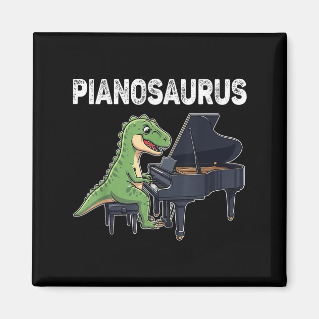 Pianosaurus Funny Dinosaur som spelar Piano Kids M Magnet (Framsidan)