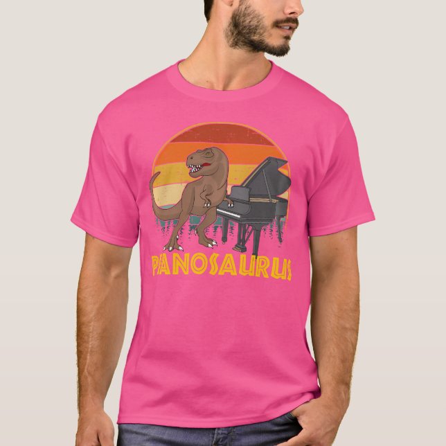 Pianosaurus Pianist Spelande Piano T Shirt (Framsida)
