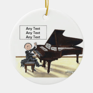 Pianospelare - manlig julgransprydnad keramik