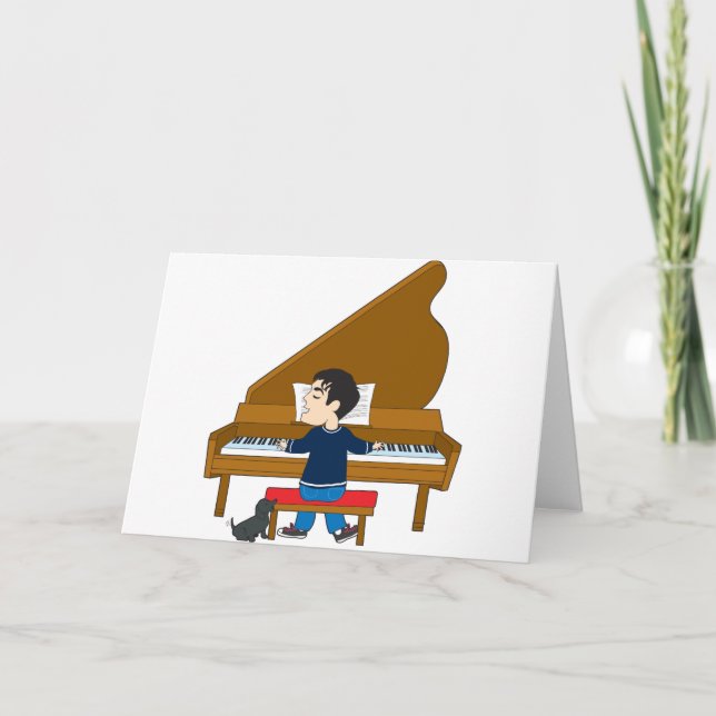 Pianospelare och hund kort (Framsida)