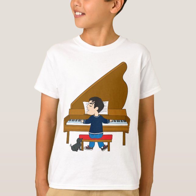 Pianospelare och hund t-shirt (Framsida)
