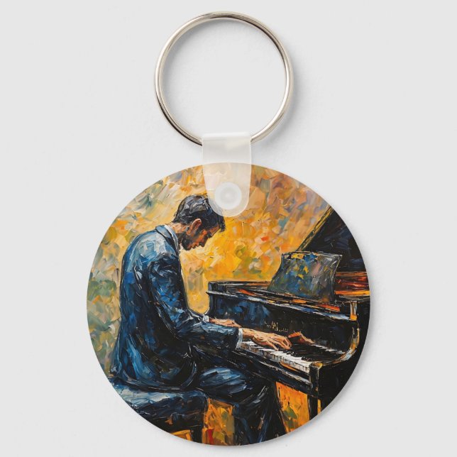 Pianospelare - Oljemålning Nyckelring (Framsida)