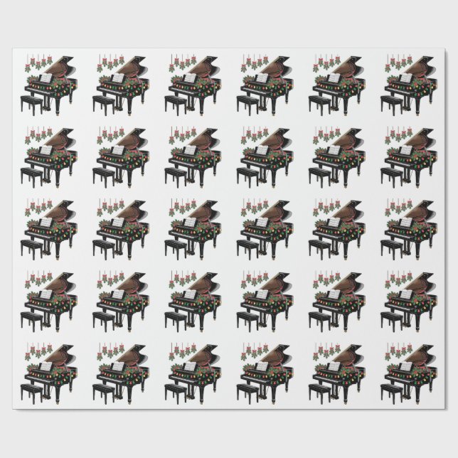 Pianospelare Xmas Belysning Tomte Spelar  Presentpapper (Platt)